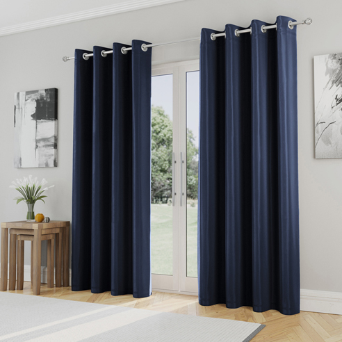 Supersoft Eyelet, Navy - Ready Made Curtains - Image 3